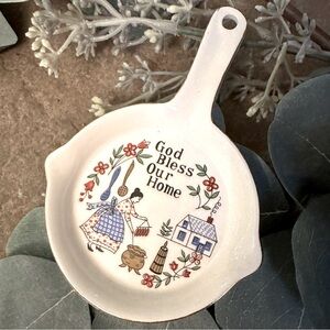 Vintage Sonsco Japan Wall Hanging Spoon Rest God Bless Our Home Amish Country